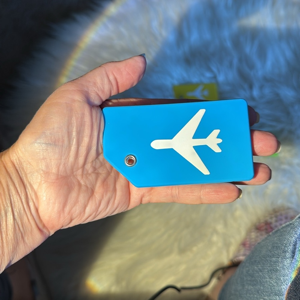 328.  Colorful Airplane Luggage Tags Set of 5 - Picture 2 of 8